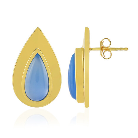 Blauer Chalzedon-Silberohrringe (MONOSONO COLLECTION)