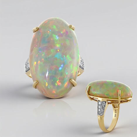 Anello in oro con Opale di Welo AAA (AMAYANI)