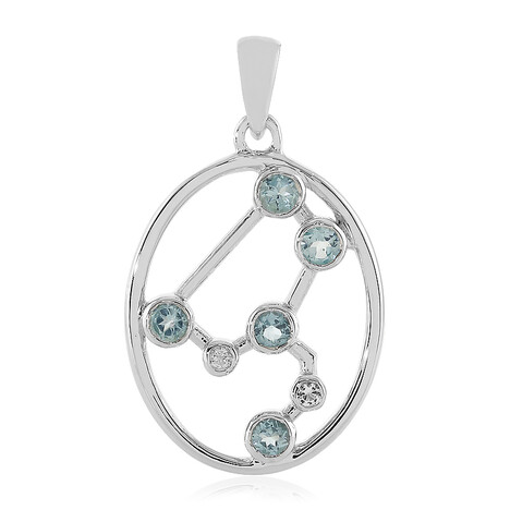 Himmelblauer Topas-Silberanhänger (Löwe)