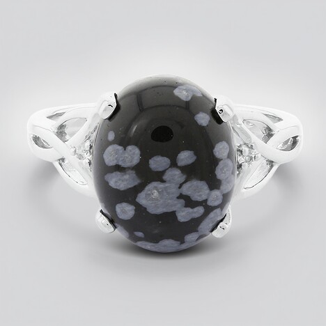 Anello in argento con Ossidiana Fiocco di Neve