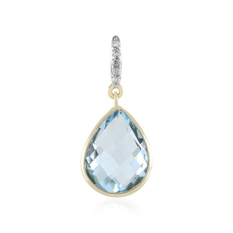 Gouden hanger met een hemel-blauwe topaas