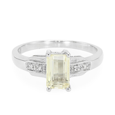 Anello placcato in platino con Kunzite Canarino