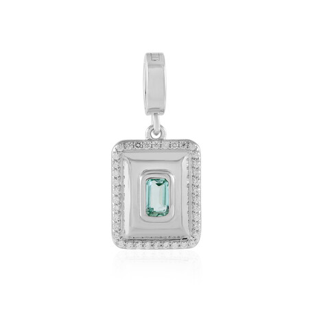 Pendentif en argent et Émeraude de couleur Paraiba
