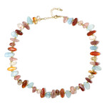 Zilveren halsketting met aardbei kwartskristallen (Riya)