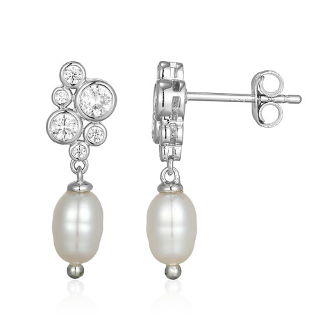 White Freshwater Pearl Silver Earrings