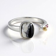 Bague en argent et Dolomite White Buffalo (Granulieren)