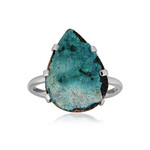 Zilveren ring met een gem silica druzy (Bali Barong)