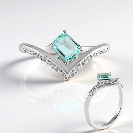 Anello in argento con Smeraldo Color Paraiba