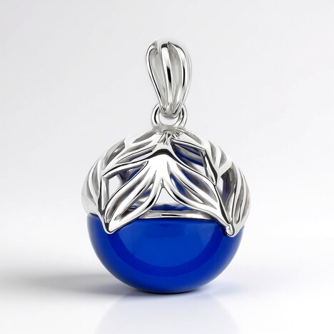 Ciondolo in argento con Ambra Blu Colombiana (dagen)