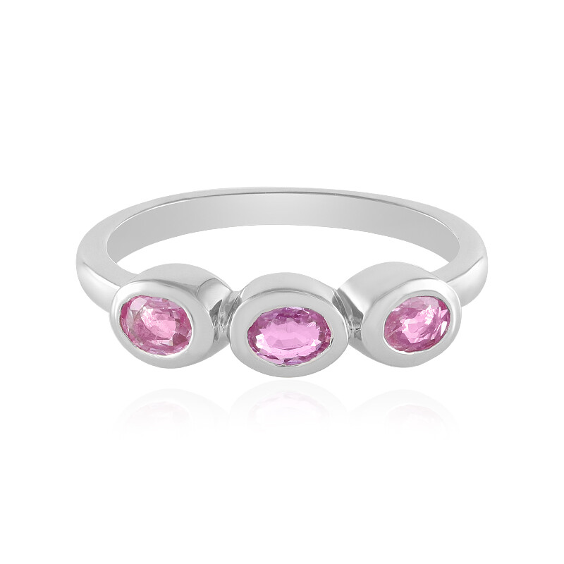 Anello in argento con zaffiro rosa, Madagascar 0,455 carati