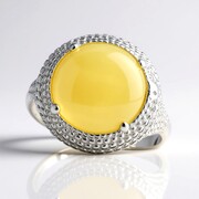 Bague en argent et Ambre laiteux de la Baltique (dagen)