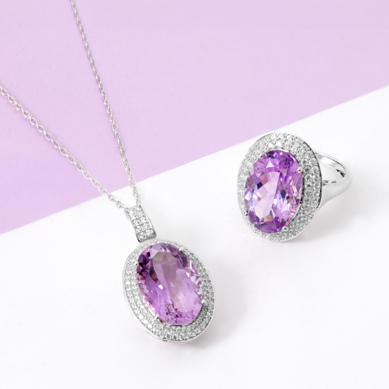 Lavendel-Amethyst-Silberhalskette