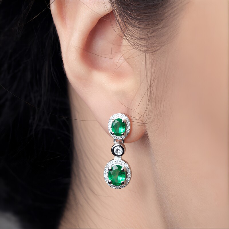 Sambia-Smaragd-Silberohrringe