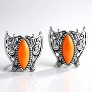 Orecchini in argento con Conchiglia di Ostrica Spinosa Arancione (Desert Chic)