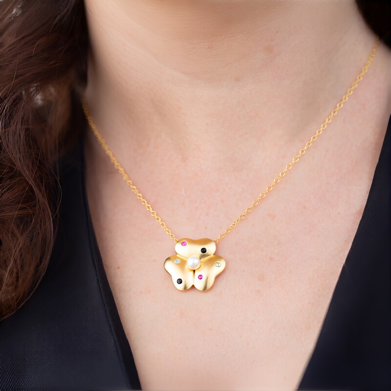 Gouden halsketting met Akoya parels (Michelle Albala)