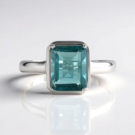 Anello in argento con Fluorite Blu Caraibico