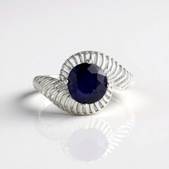 Anello in argento con Zaffiro Blu del Madagascar (Ornaments by de Melo)
