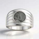 Anello in argento con Meteoriti di Aletai