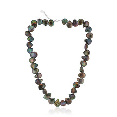 Collana in argento con Perla d'Acqua Dolce Keshi Nera