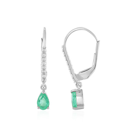 Boucles d'oreilles en argent et Emeraude de Colombie