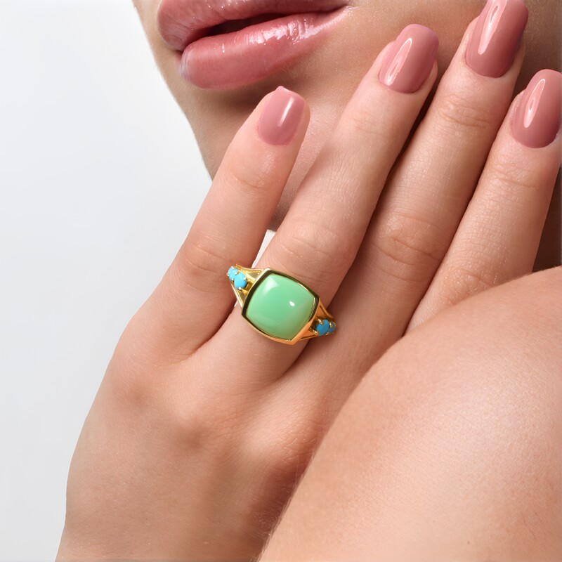 Zilveren ring met een chrysopraas (KM by Juwelo)