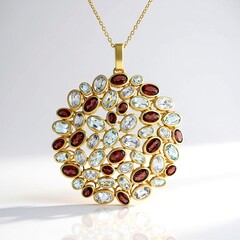 Collana in argento con Granato Mozambico (KM by Juwelo)