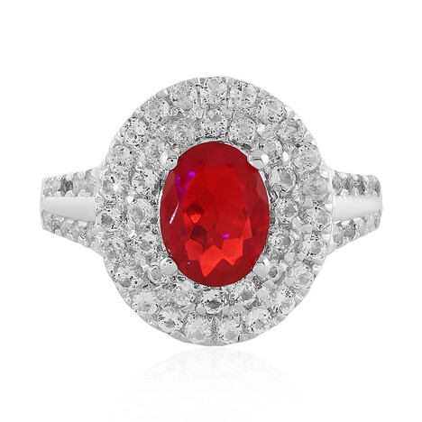 Anello in argento con Opale Rosso dell'Etiopia
