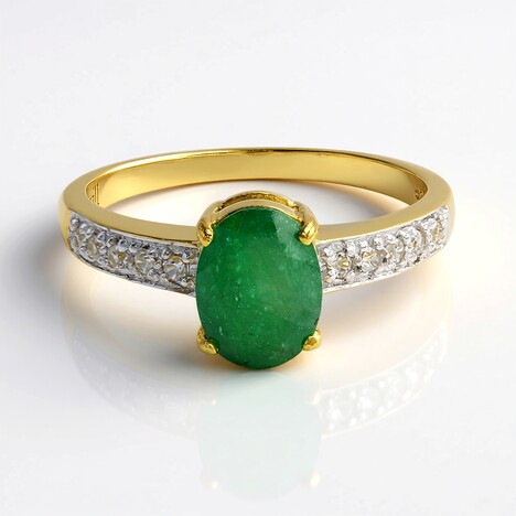 Anello placcato in oro con Smeraldo Bahia