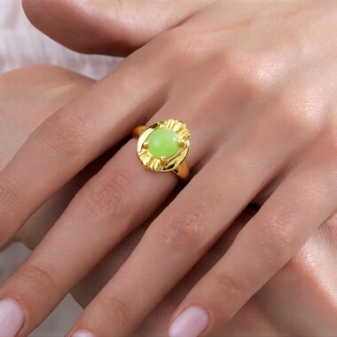 Anello in argento con Crisoprasio Imperiale