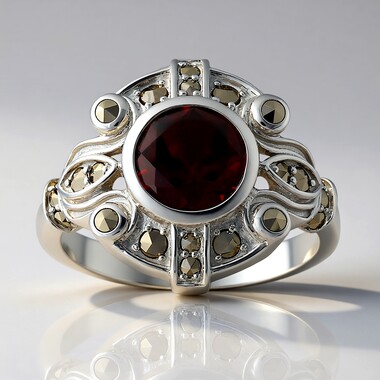 Anello in argento con Granato Mozambico (Annette classic)