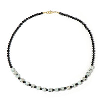 Zilveren halsketting met kiwi jaspisstenen (Riya)