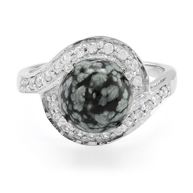 Schneeflocken-Obsidian-Silberring