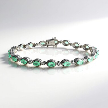 Bracciale in argento con Smeraldo Colombiano