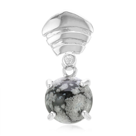 Ciondolo in argento con Ossidiana Fiocco di Neve