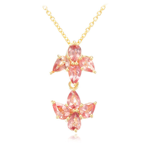 Nicht erhitzter Padparadscha-Saphir-Goldhalskette (AMAYANI)