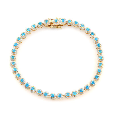 Neonblauer Apatit-Silberarmband