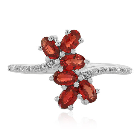 Anillo en plata con Rubí rojo atardecer