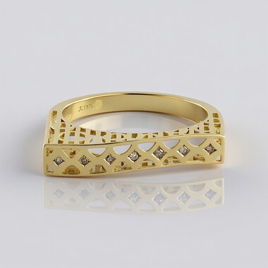Bague en or et Diamant champagne I2 (Ornaments by de Melo)