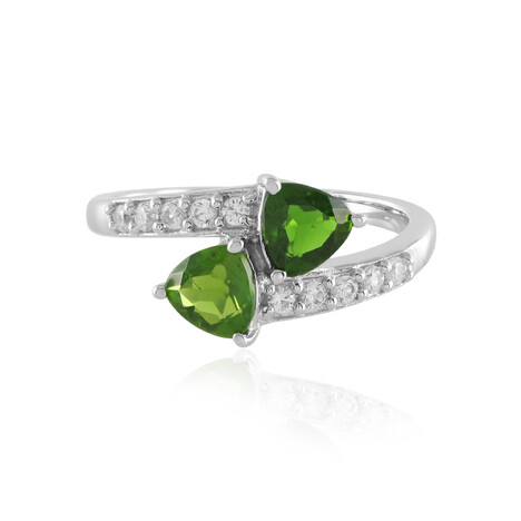 Anillo en plata con Diópsido de Rusia