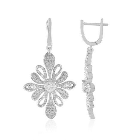 Pendientes en plata con Zafiro blanco