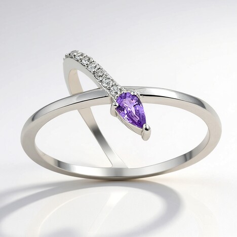 Anello in argento con Zaffiro Ceylon Porpora (non riscaldato)