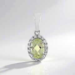 Pendentif en argent et Kunzite jaune canari