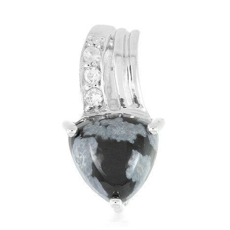 Ciondolo in argento con Ossidiana Fiocco di Neve