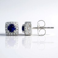 10K Ceylon Blue Sapphire Gold Earrings