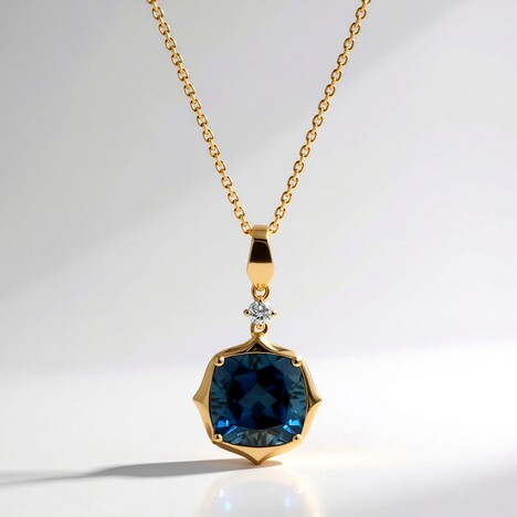 Collana in oro con Topazio Blu Londra (CIRARI)