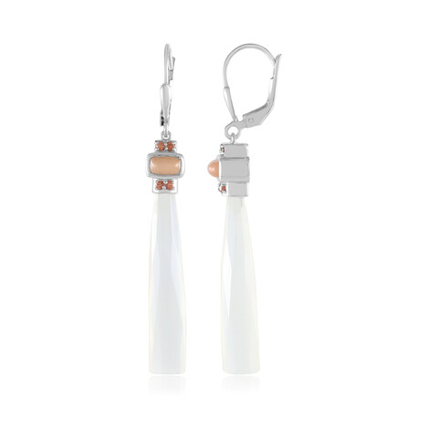 Zilveren oorbellen met Witte Chalcedonen (KM by Juwelo)