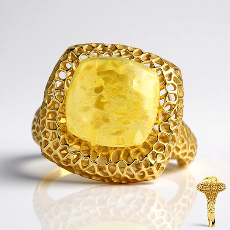 Anello in argento con Ambra Baltica Limone (dagen)