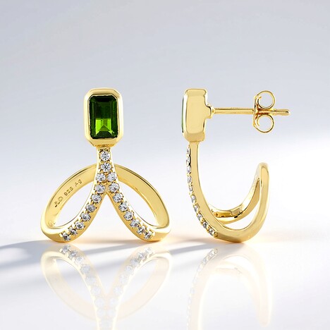Orecchini in argento con Diopside Russo