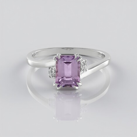 Bague en argent et Améthyste Rose de France