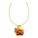 Landscape Baltic Amber Stainless Steel Necklace (dagen)
